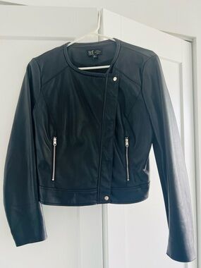 Zara Black Leather Jacket with Silver Accents